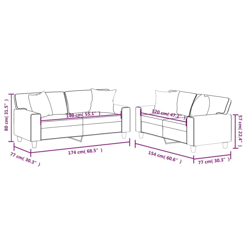 2 pcs conjunto de sofás com almofadas couro artificial creme