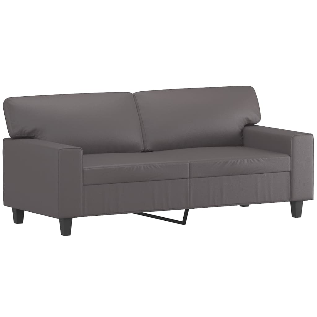 2 pcs conjunto de sofás com almofadas couro artificial cinzento