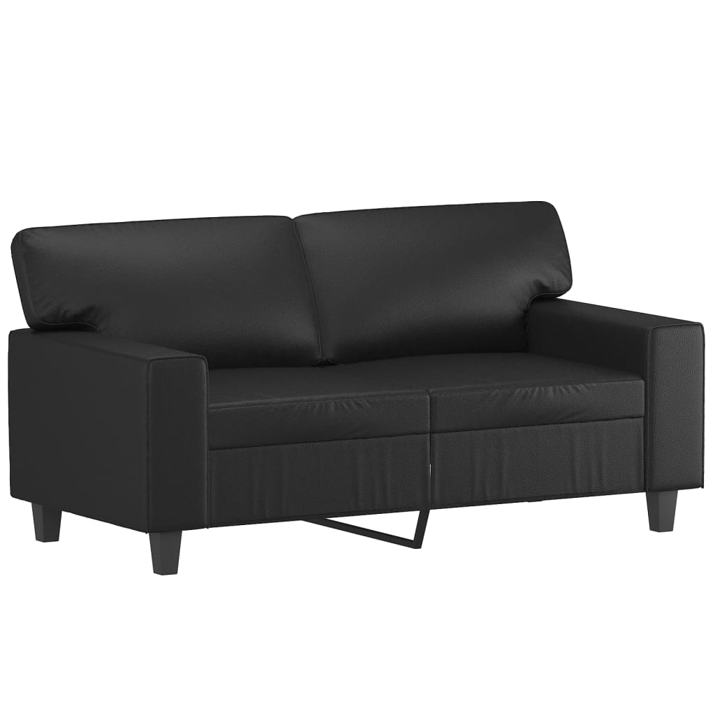 3 pcs conjunto de sofás com almofadas couro artificial preto