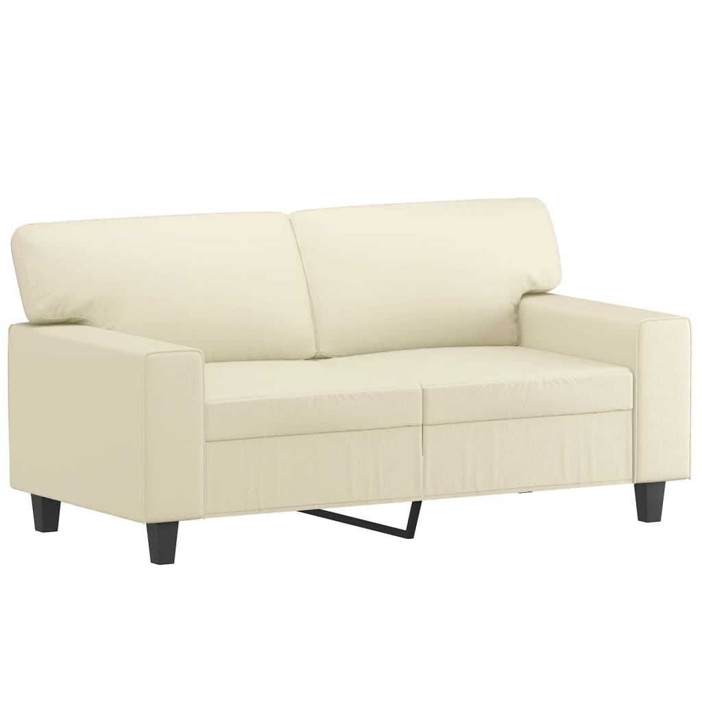 3 pcs conjunto de sofás com almofadas couro artificial creme
