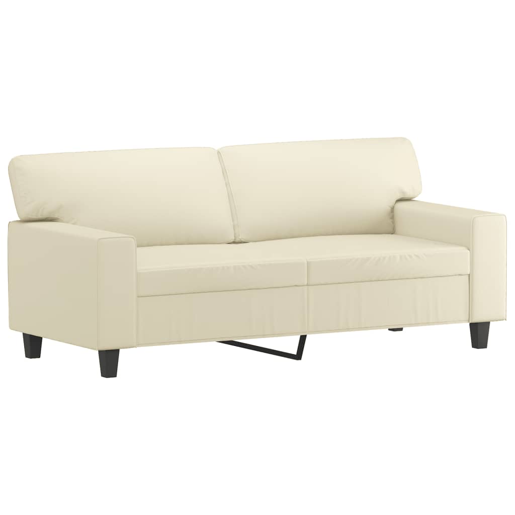 3 pcs conjunto de sofás com almofadas couro artificial creme