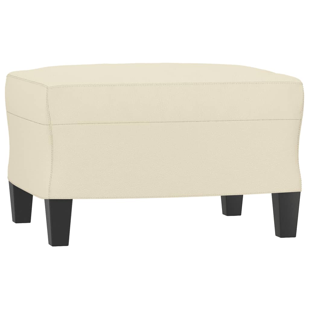 3 pcs conjunto de sofás com almofadas couro artificial creme