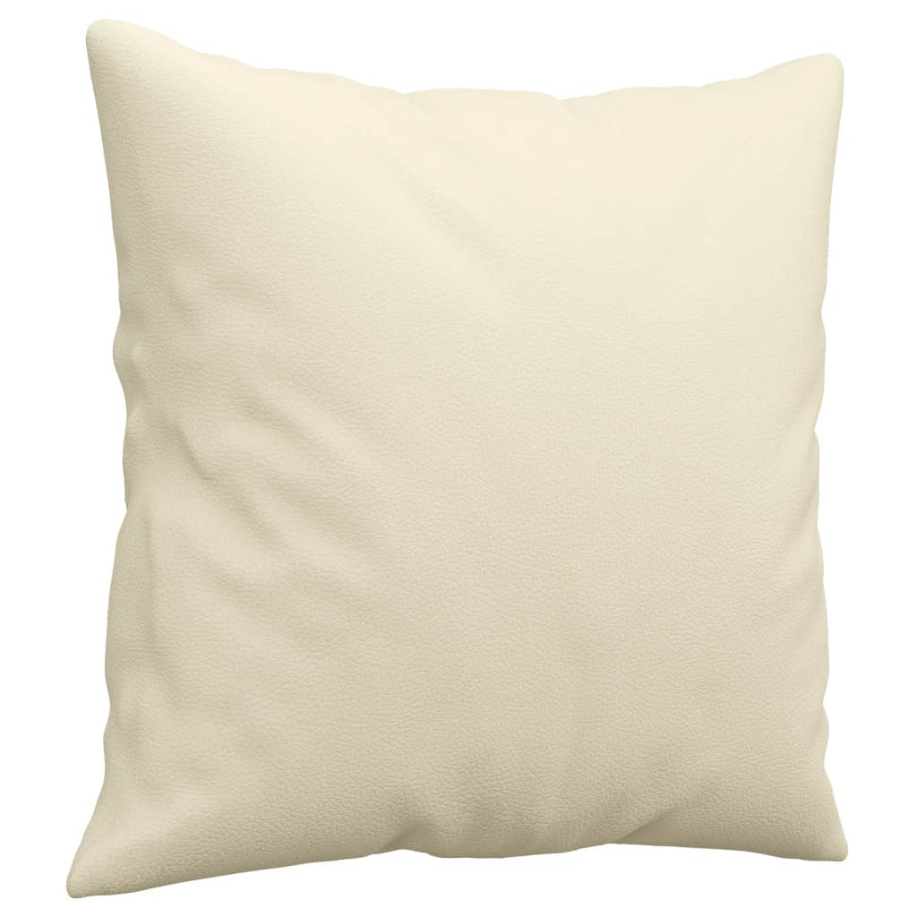 3 pcs conjunto de sofás com almofadas couro artificial creme