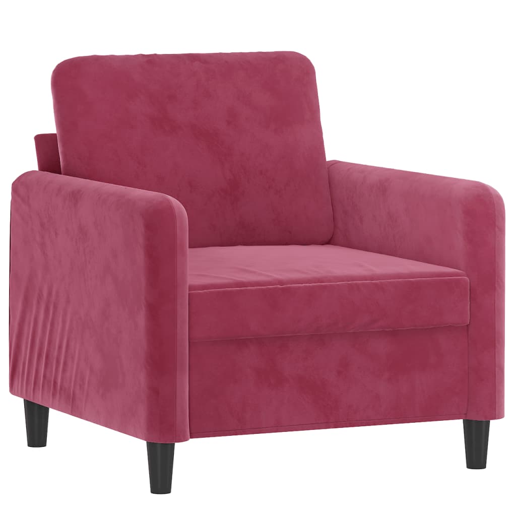 3 pcs red-red velvet sofa set