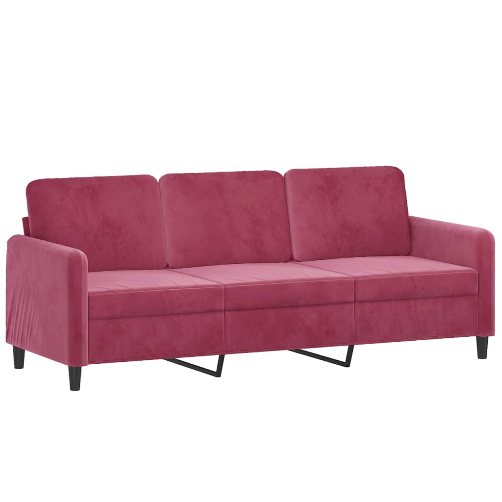 3 pcs red-red velvet sofa set