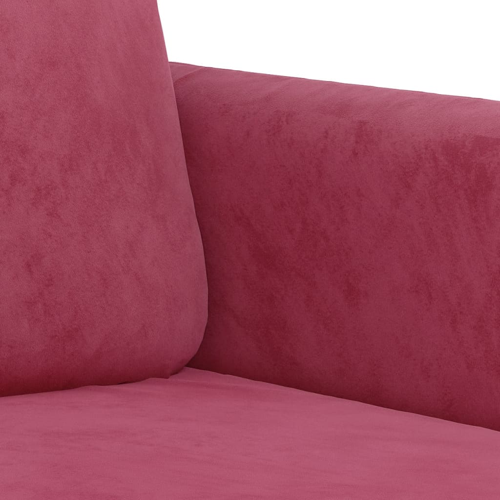3 pcs red-red velvet sofa set