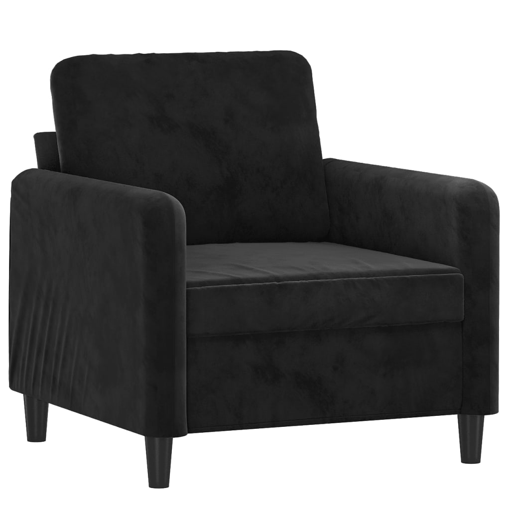 3 pcs conjunto de sofás veludo preto