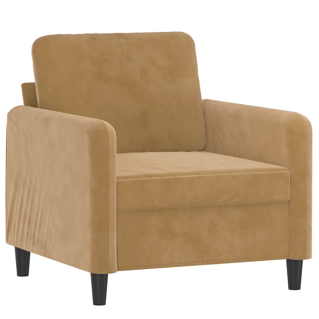 3 pcs brown velvet sofa set