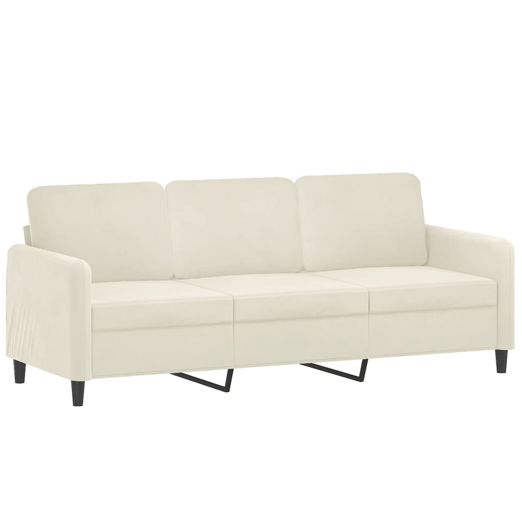 3 pcs conjunto de sofás veludo cor creme