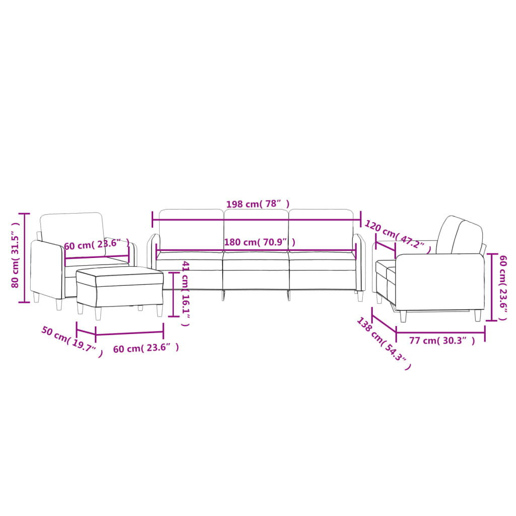 4 pcs conjunto de sofás veludo rosa
