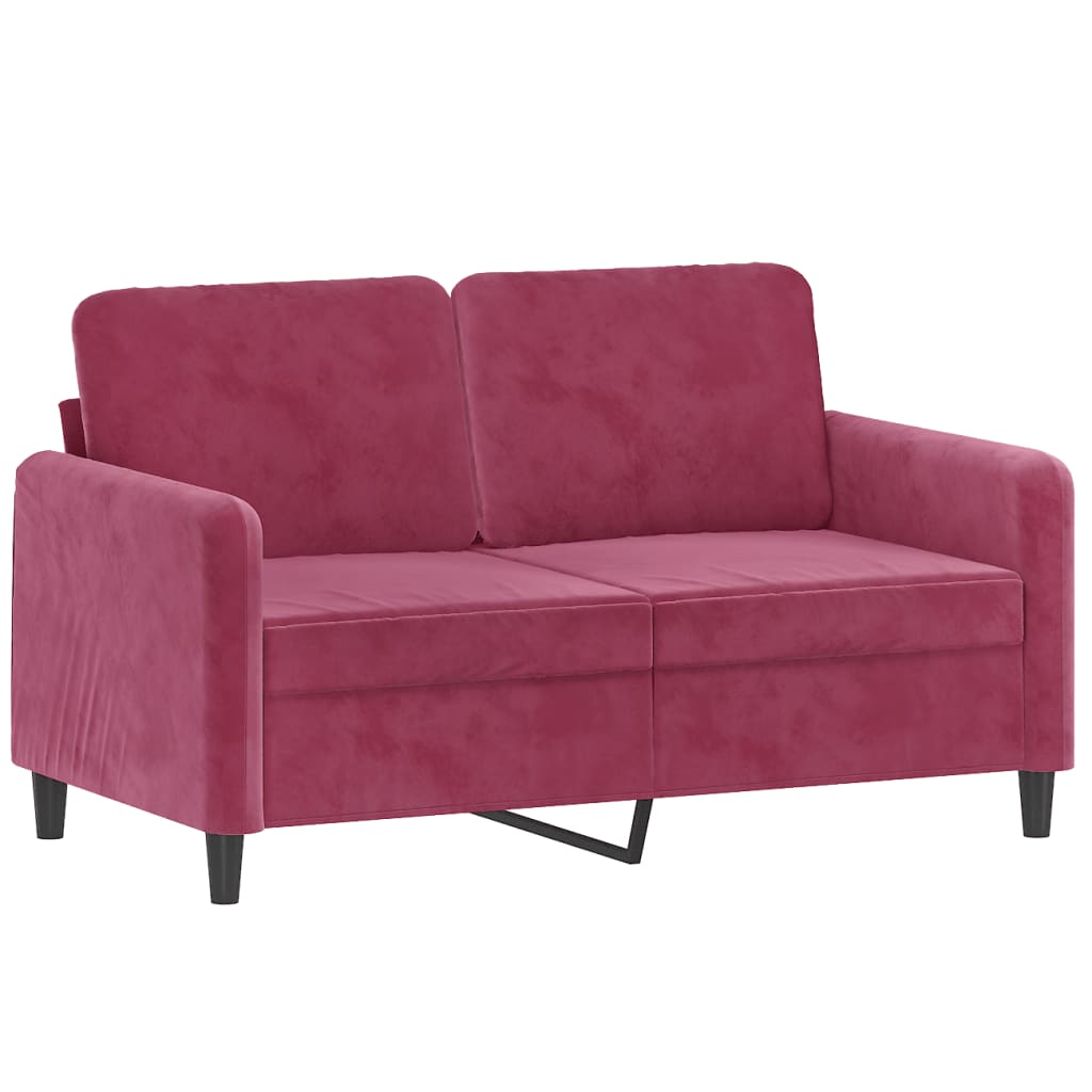 2 pcs conjunto de sofás veludo vermelho-tinto