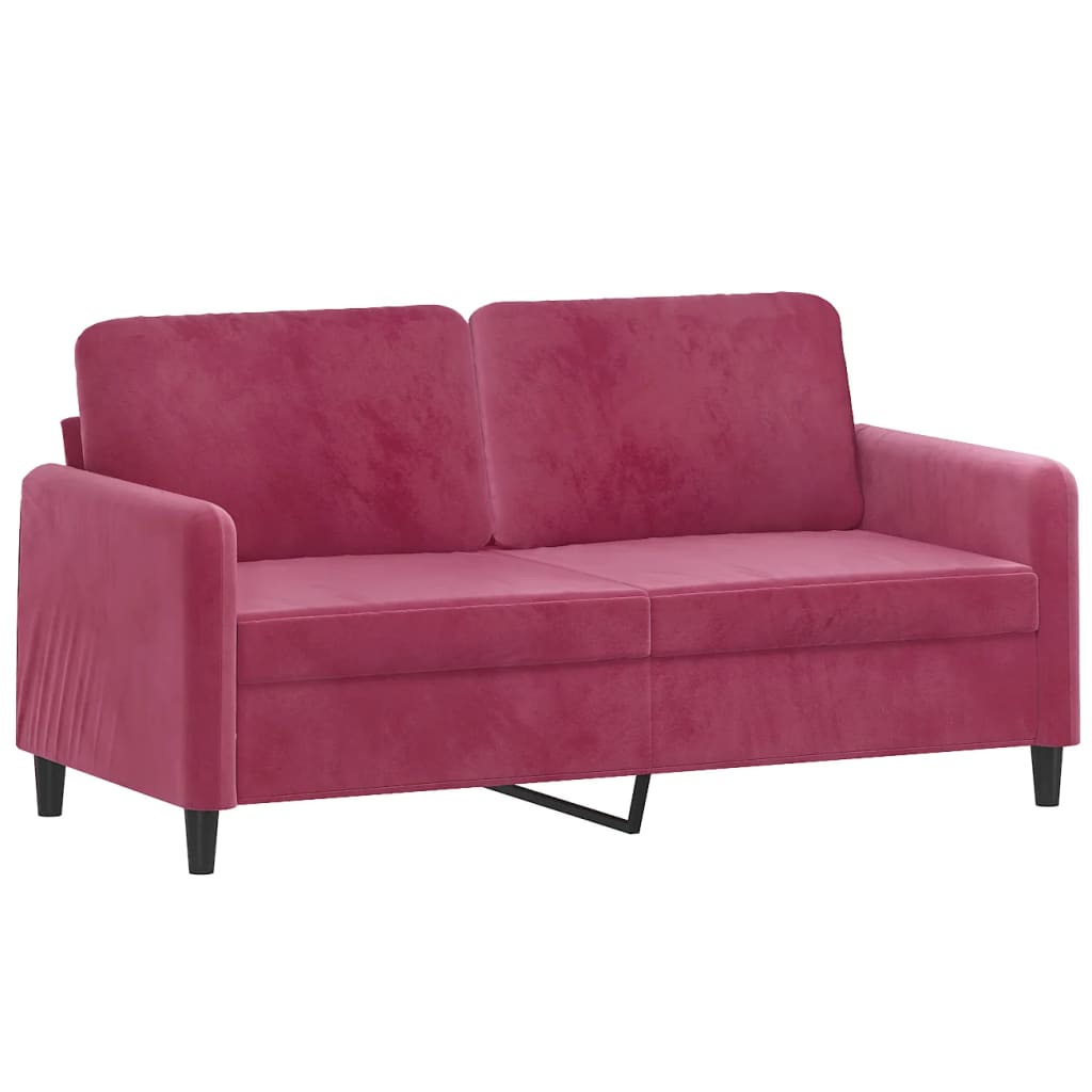 2 pcs conjunto de sofás veludo vermelho-tinto