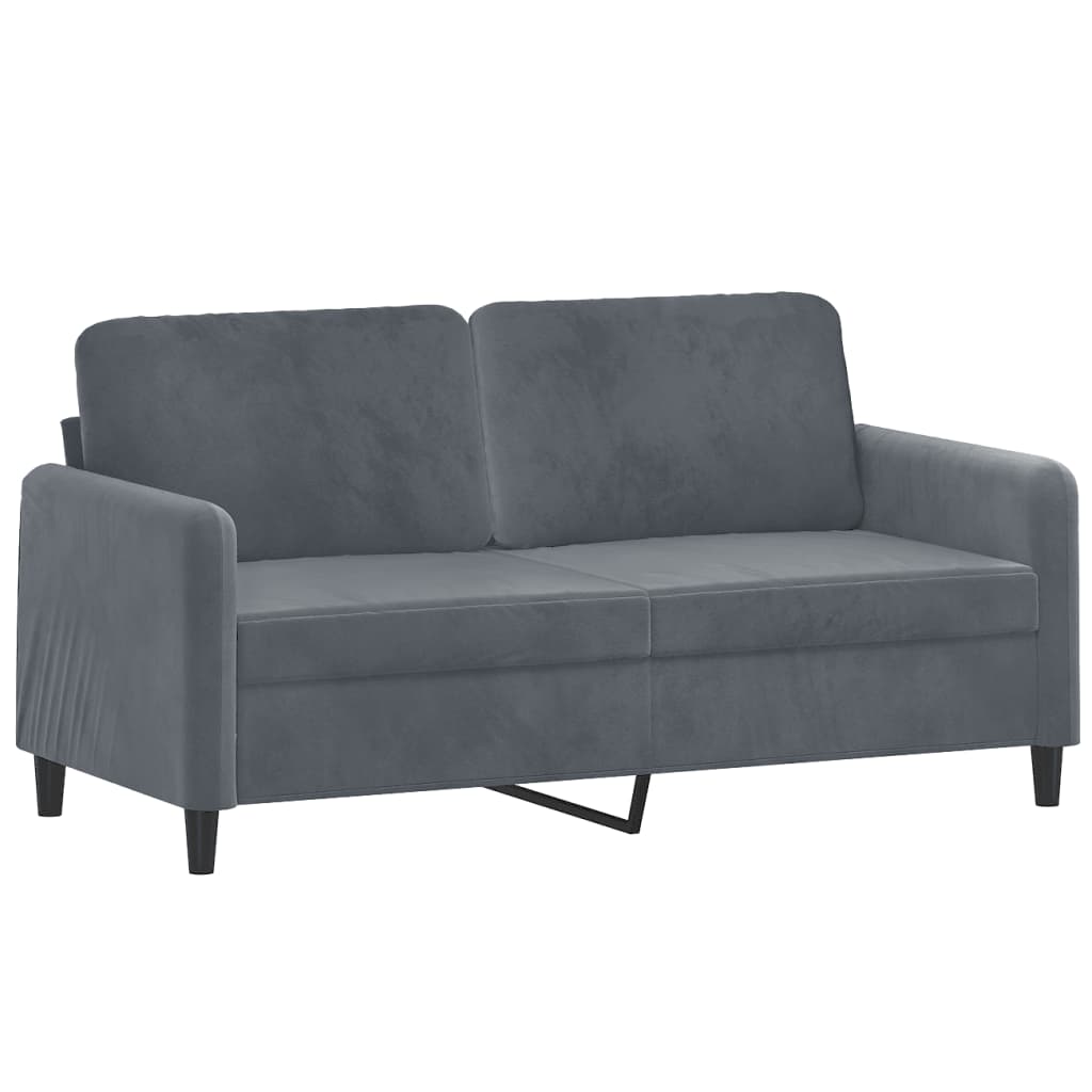 2 pcs conjunto de sofás com almofadas veludo cinzento-escuro