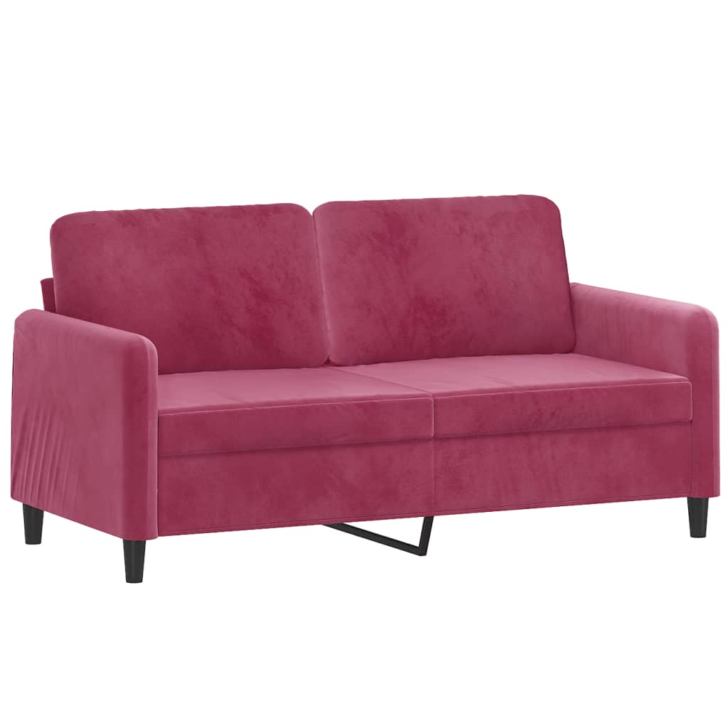 2 pcs sofa set with red velvet cushions