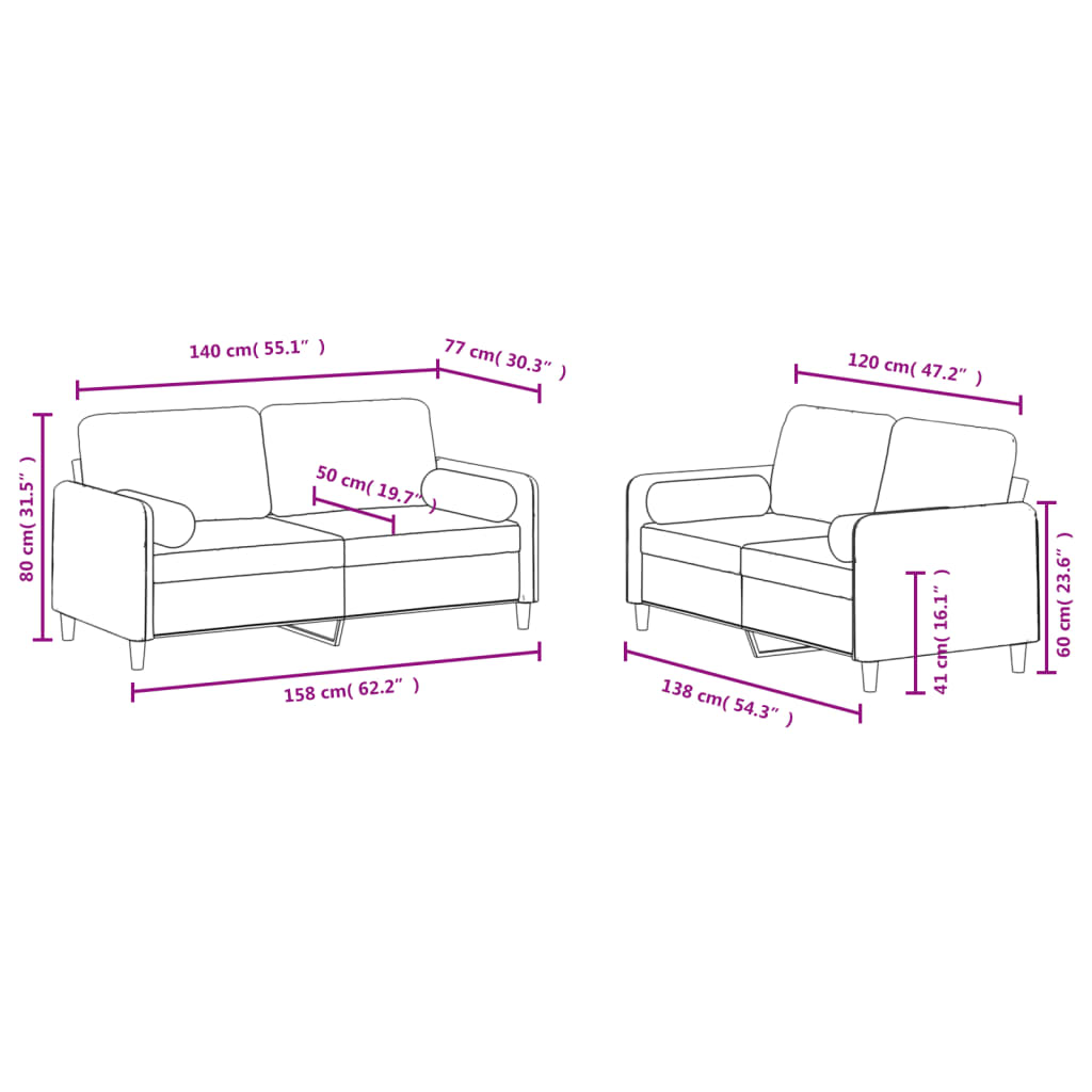 2 pcs conjunto de sofás com almofadas veludo amarelo