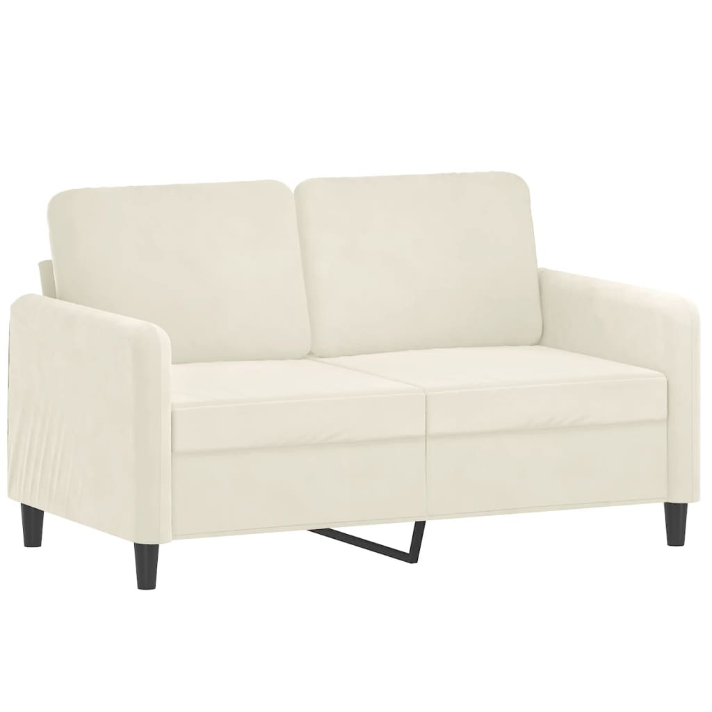 2 pcs conjunto de sofás com almofadas veludo cor creme