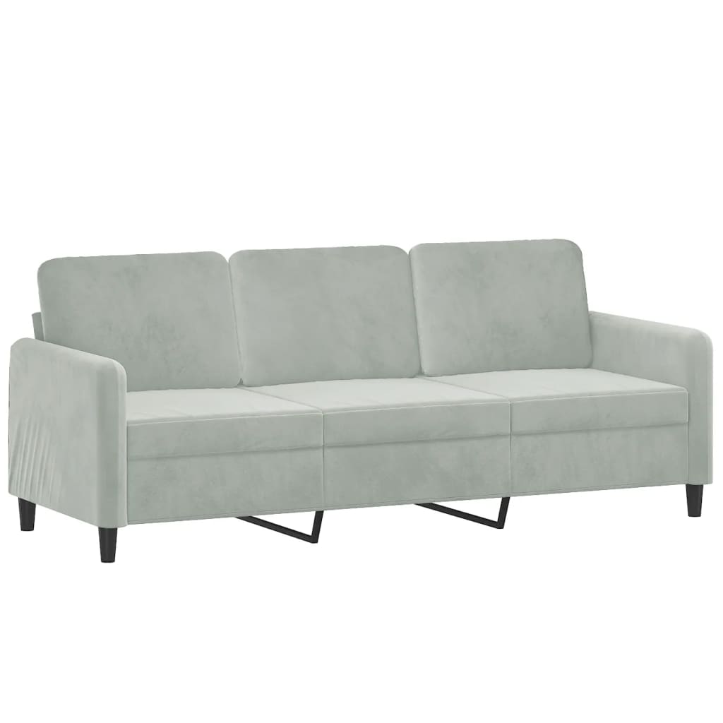 2 pcs conjunto de sofás veludo cinzento-claro
