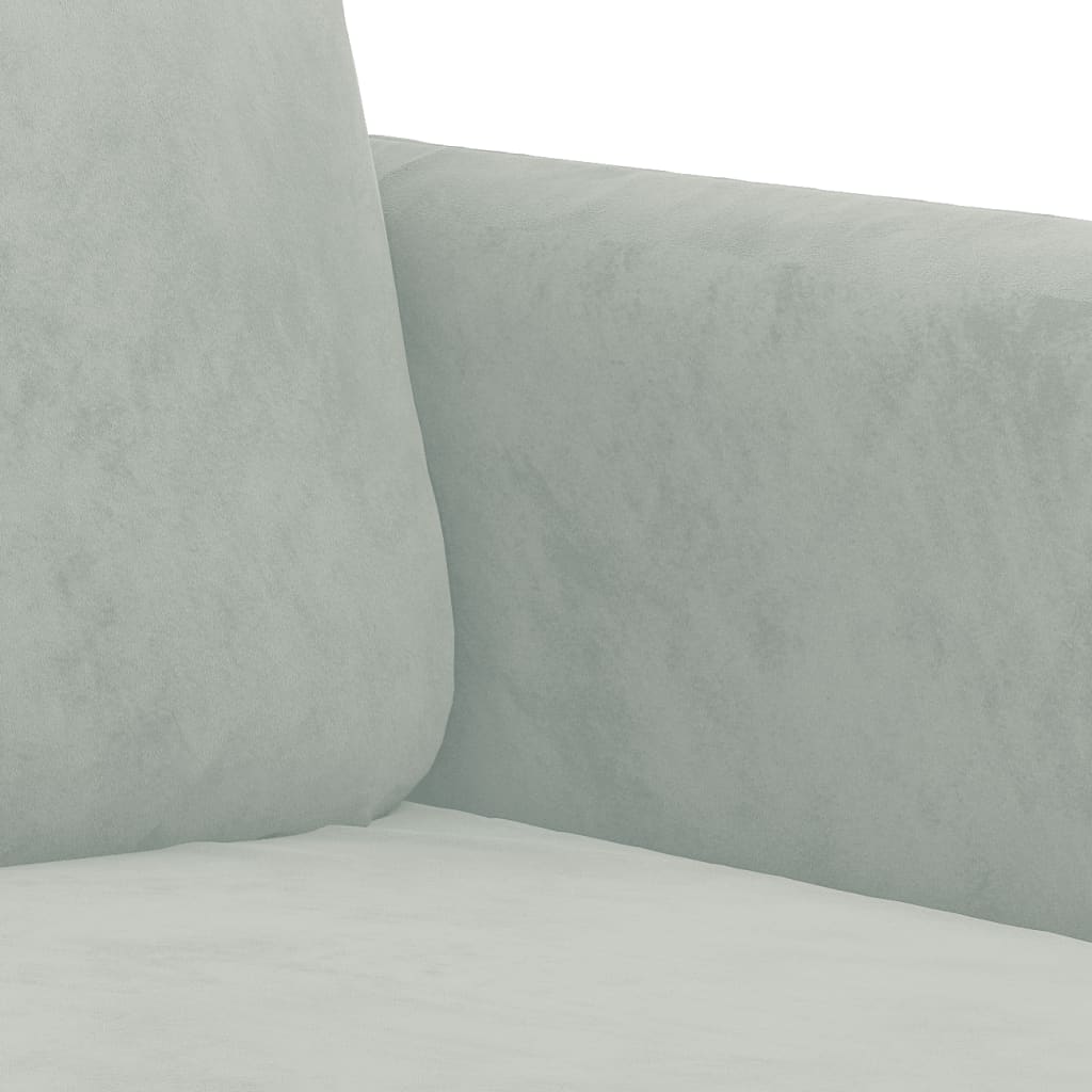 3 pcs conjunto de sofás veludo cinzento-claro