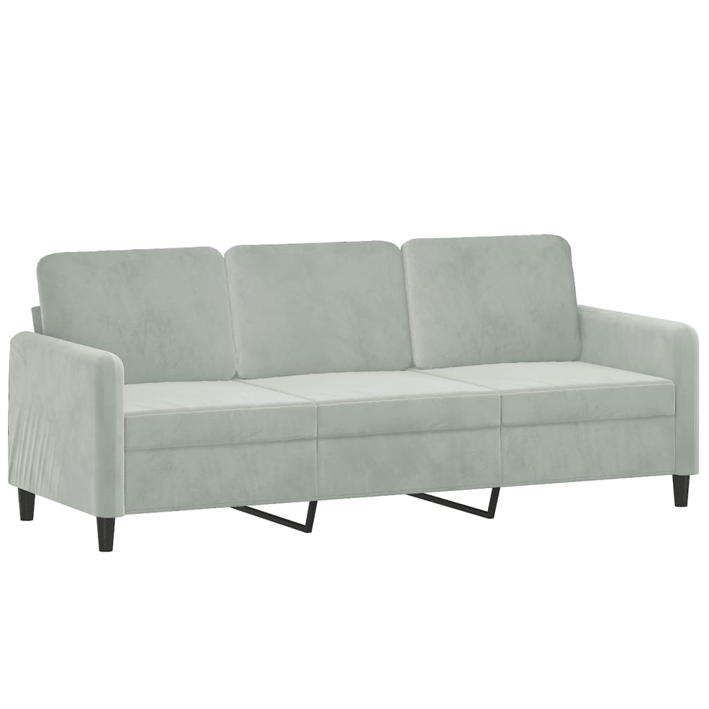 2 pcs sofa set with cushions light grey velvet