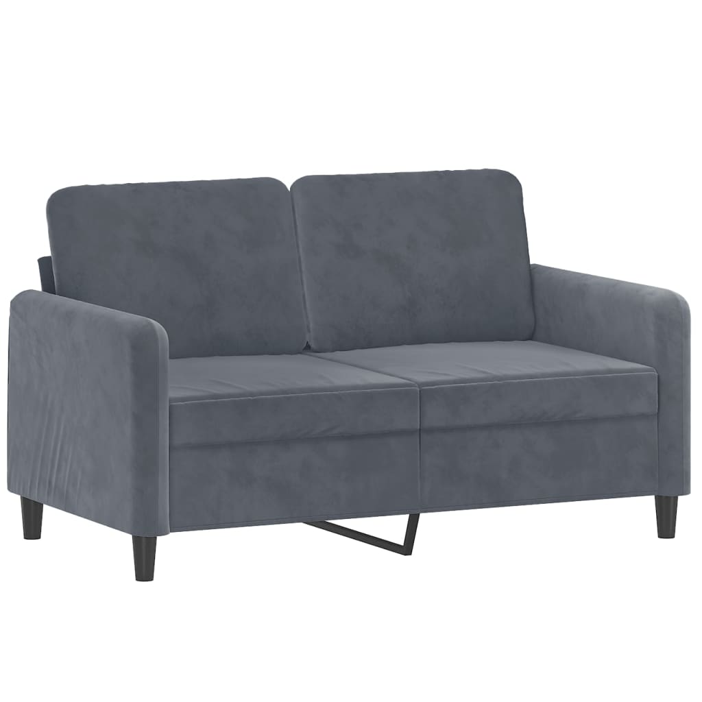 2 pcs sofa set with cushions dark grey velvet