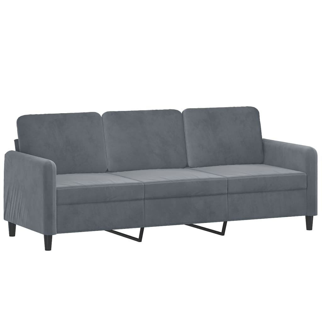 2 pcs sofa set with cushions dark grey velvet