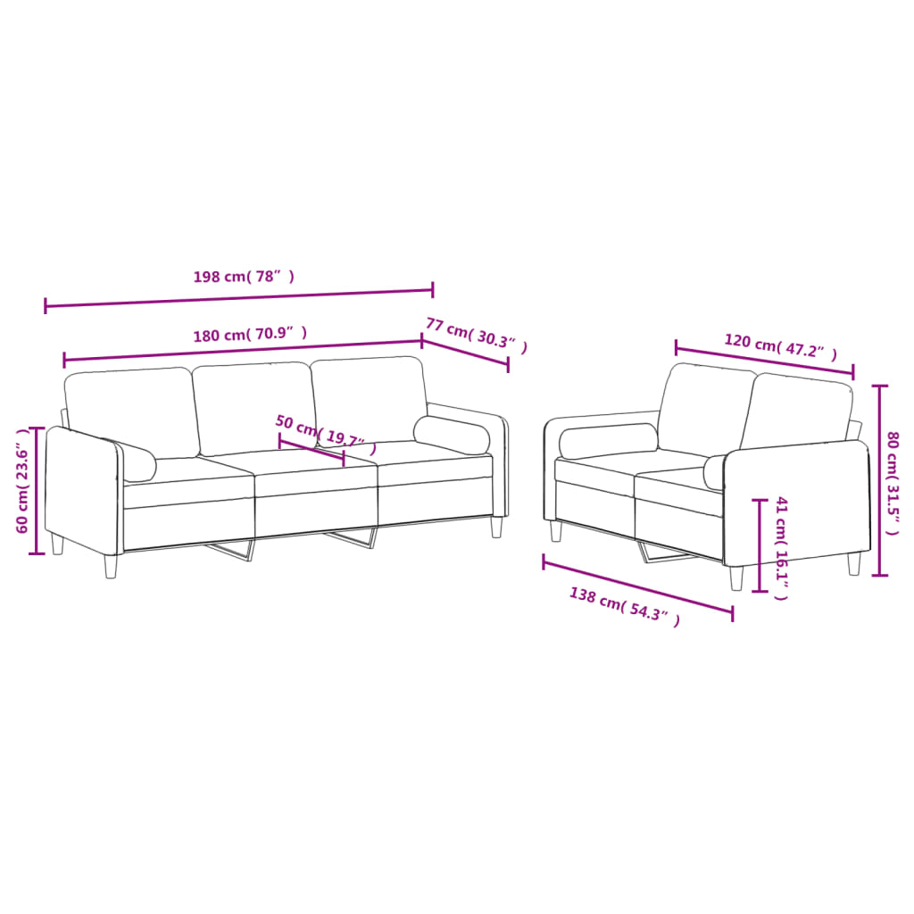 2 pcs conjunto de sofás com almofadas veludo preto