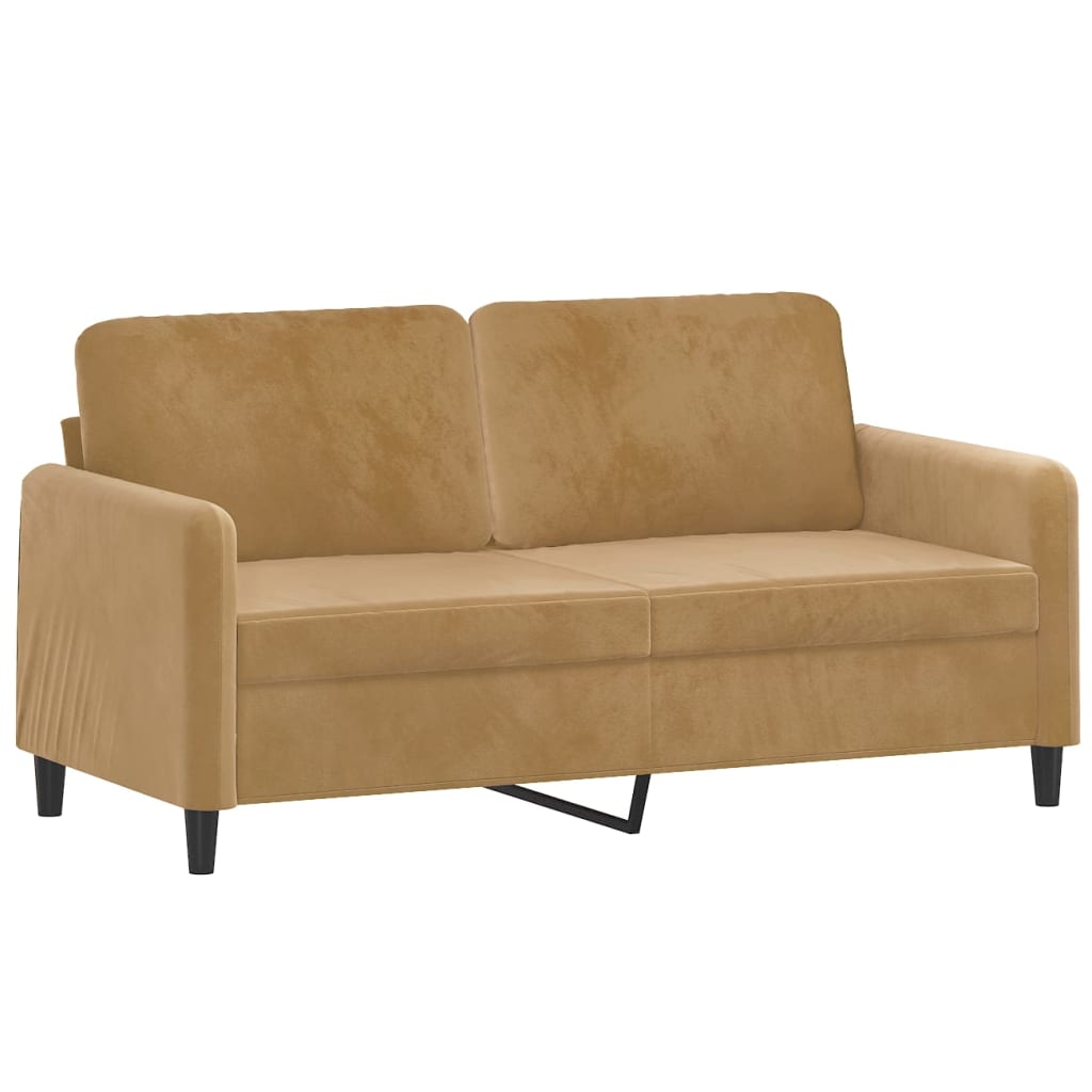 2 pcs sofa set with cushions brown velvet