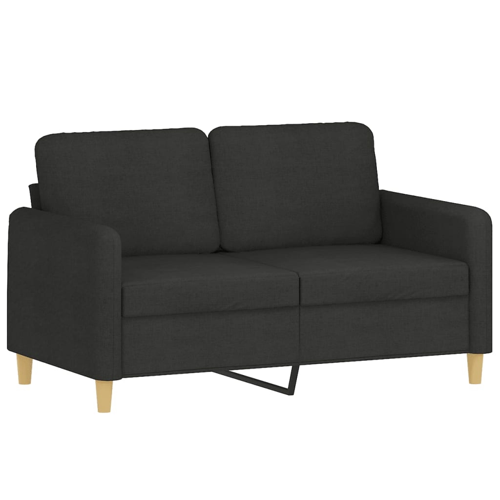 3 pcs sofa set with cushions black fabric