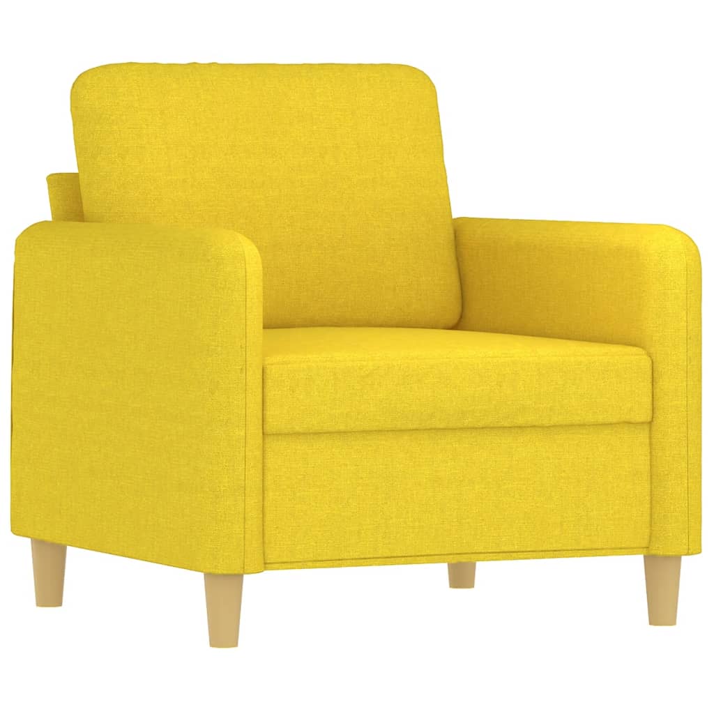 3 pcs conjunto de sofás com almofadões tecido amarelo-claro