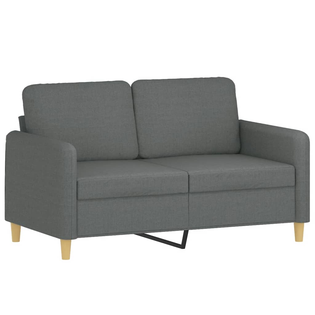 2 pcs sofa set with cushions dark grey fabric