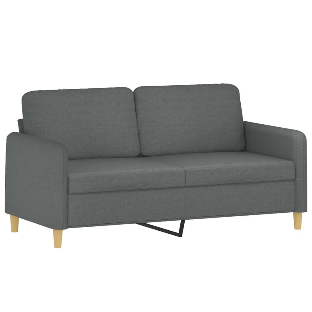 2 pcs sofa set with cushions dark grey fabric