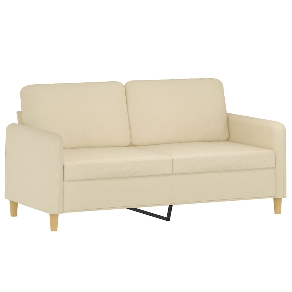 2 pcs sofa set with cushions cream color fabric