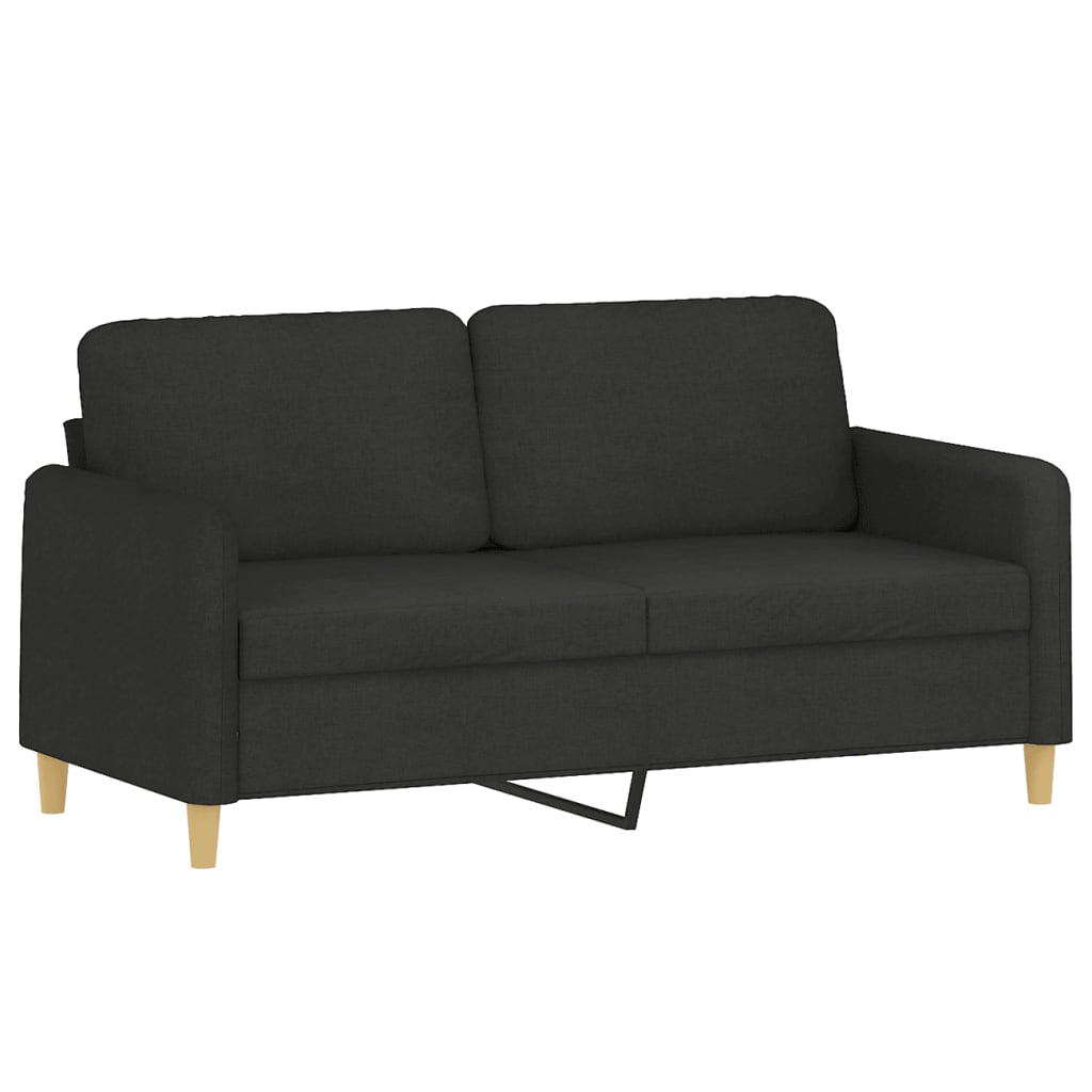 2 pcs conjunto de sofás com almofadões tecido preto