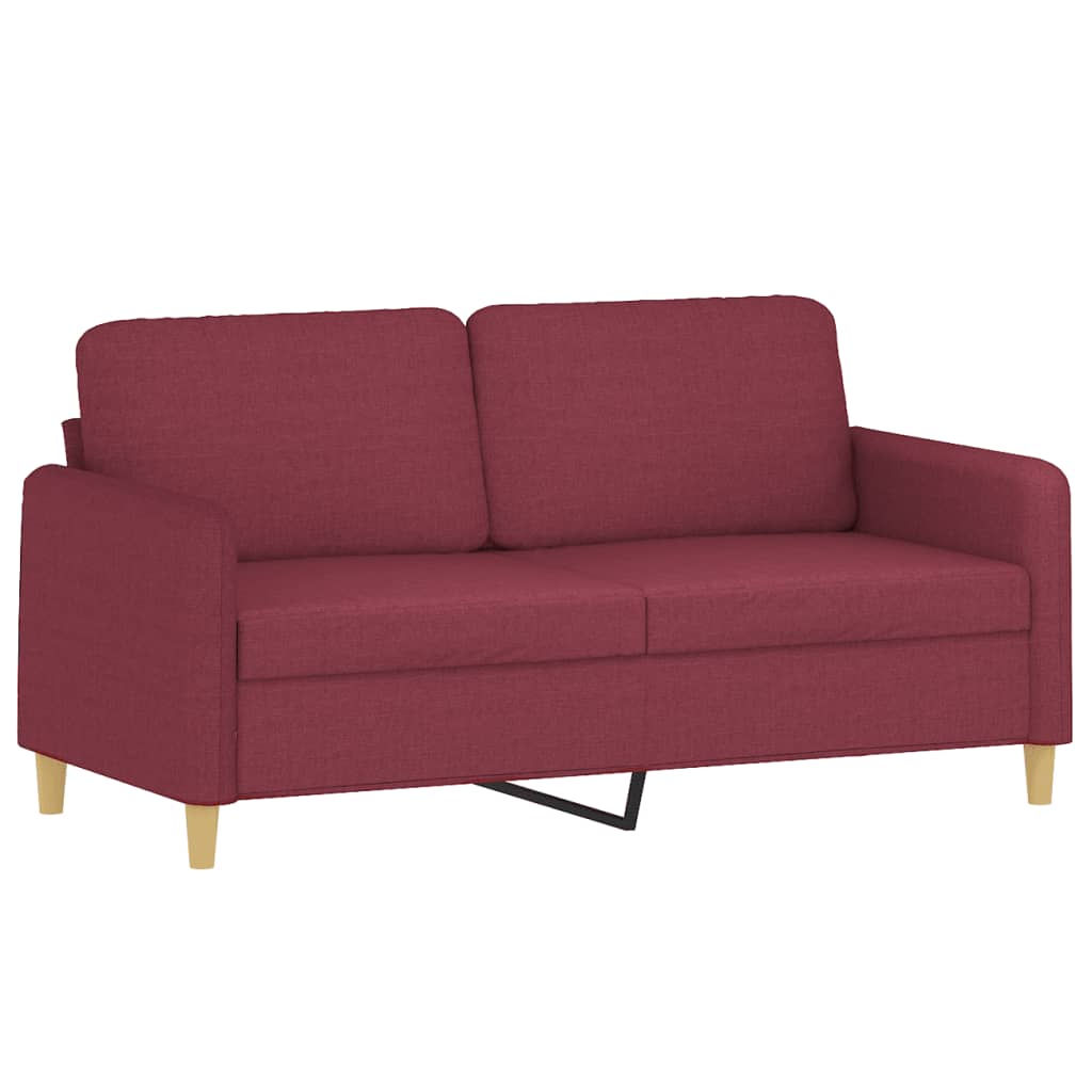 2 pcs conjunto de sofás com almofadões tecido vermelho tinto