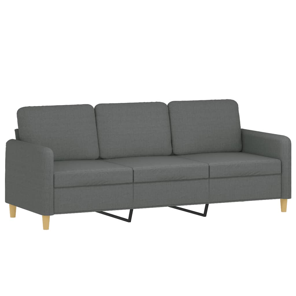 2 pcs conjunto de sofás com almofadões tecido cinzento-escuro