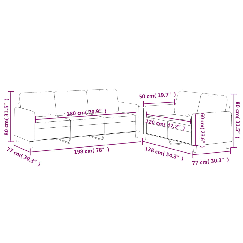 2 pcs conjunto de sofás com almofadões tecido cor creme