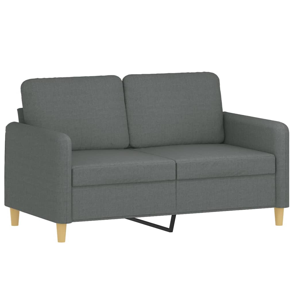 3 pcs conjunto de sofás com almofadões tecido cinzento-escuro