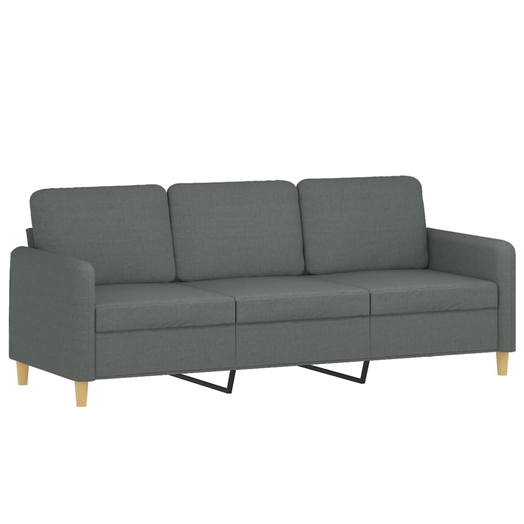 3 pcs conjunto de sofás com almofadões tecido cinzento-escuro