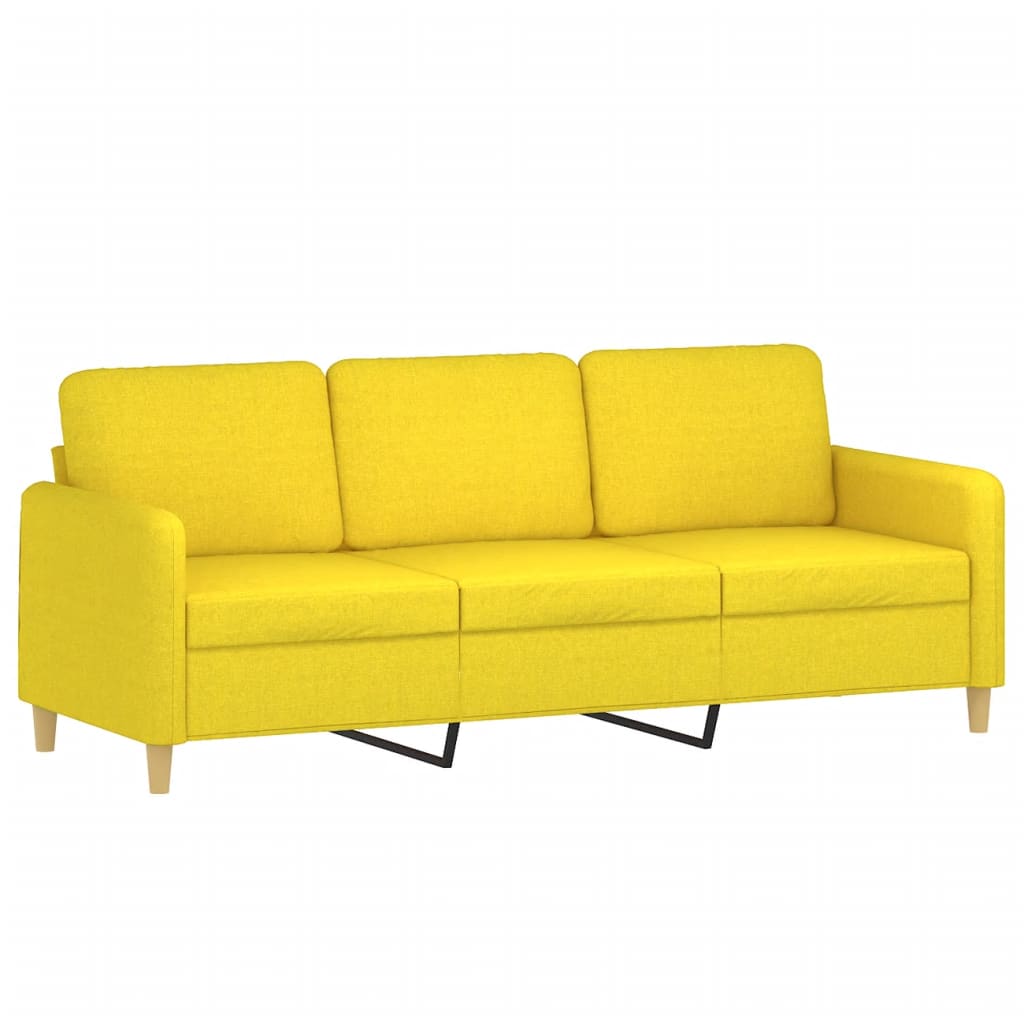 3 pcs conjunto de sofás com almofadões tecido amarelo-claro