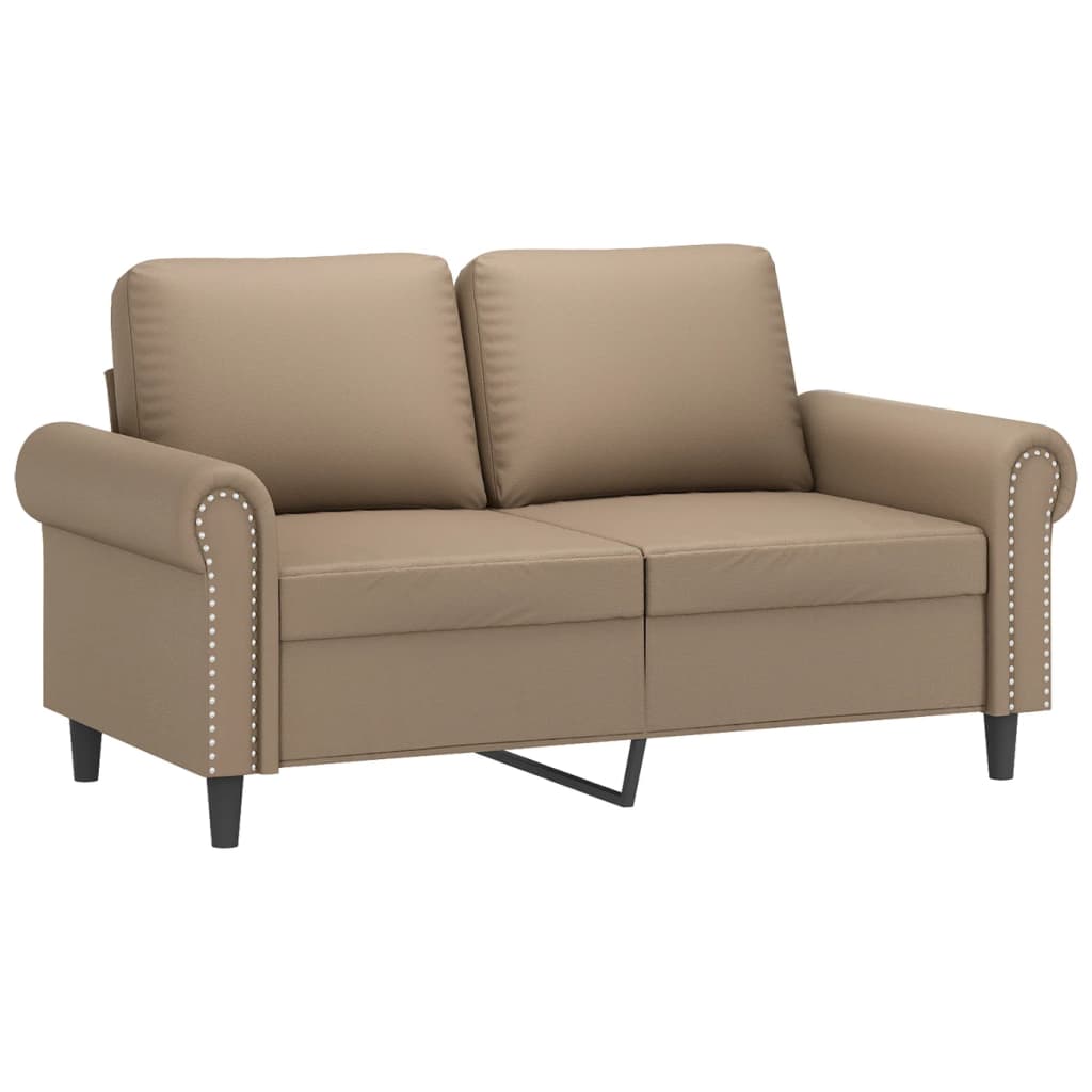 2 pcs sofa set with artificial leather cushions in cappuccino color