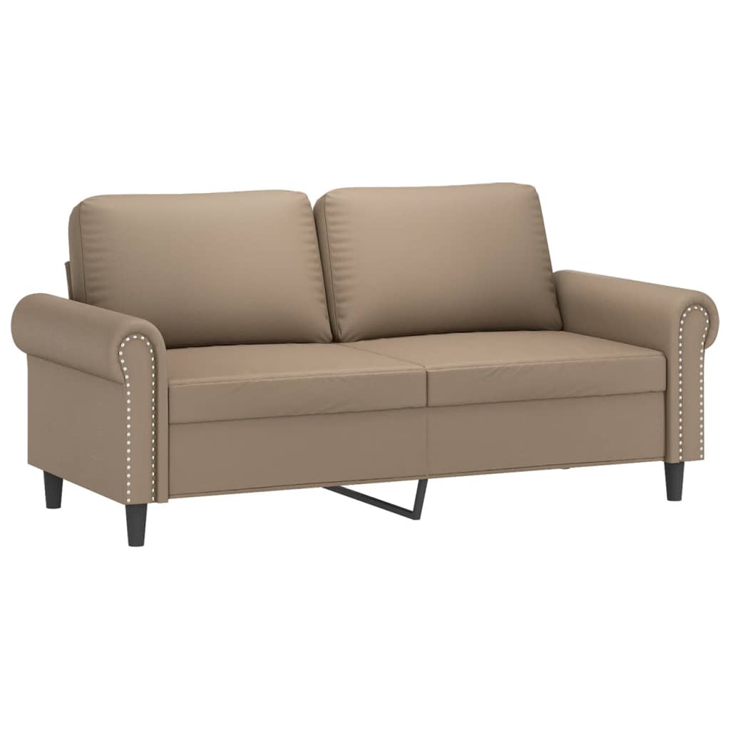 2 pcs sofa set with artificial leather cushions in cappuccino color