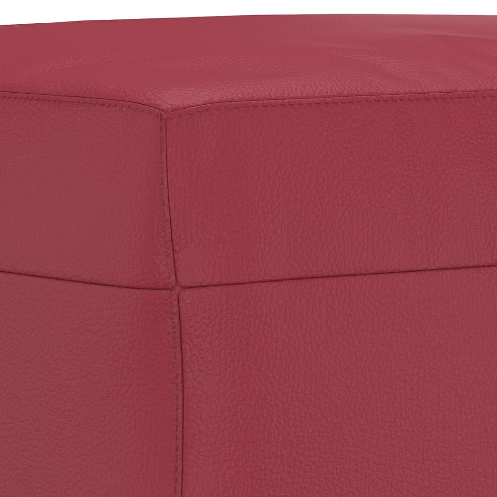 3 pcs conjunto sofás c/ almofadões couro artif. vermelho tinto
