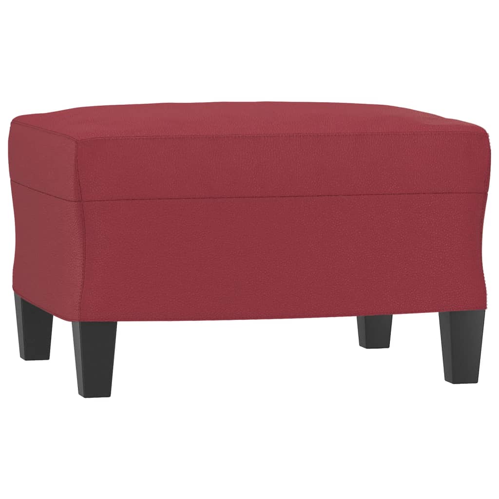 3 pcs conjunto sofás c/ almofadões couro artif. vermelho tinto