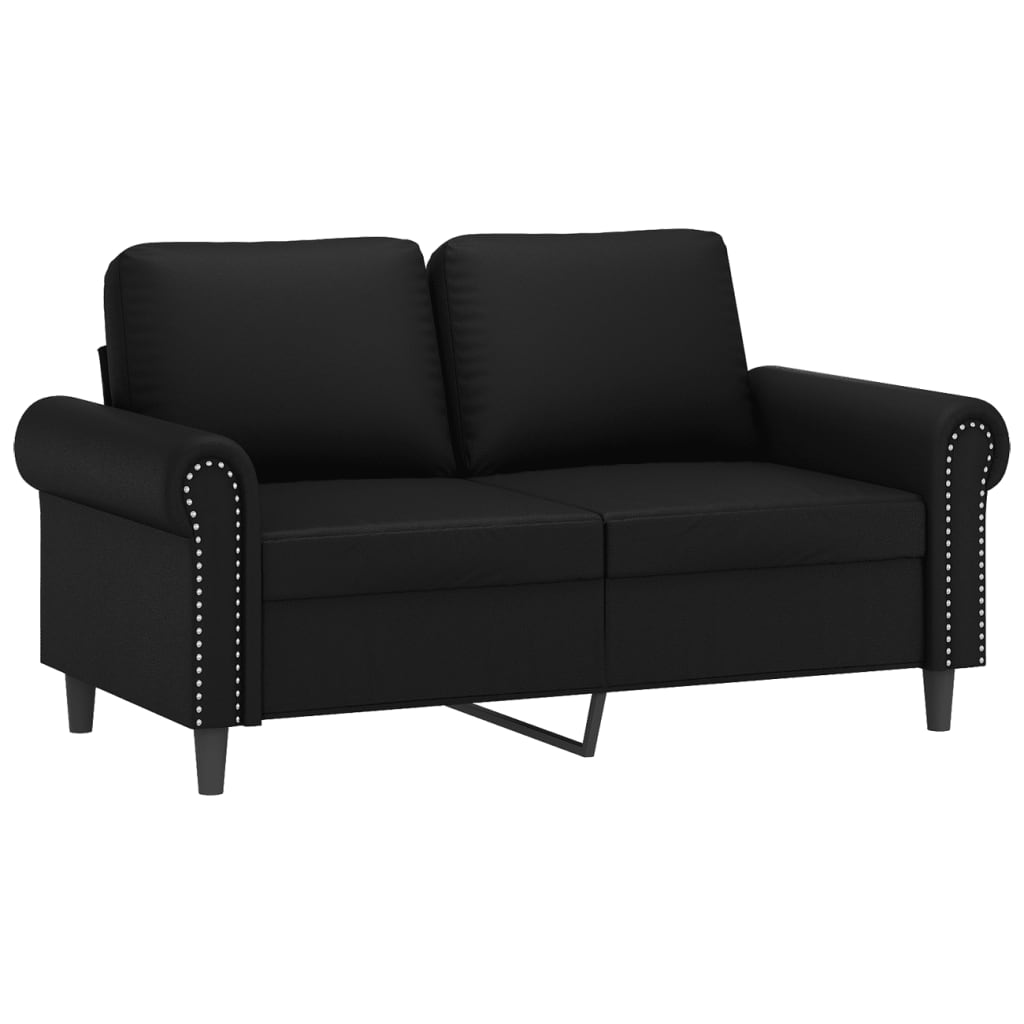 2 pcs conjunto de sofás couro artificial preto