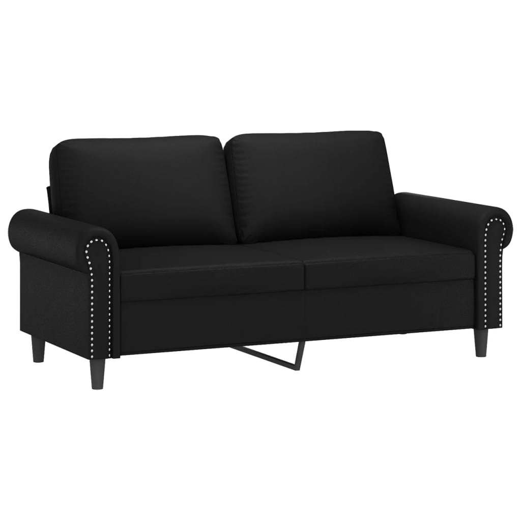 2 pcs conjunto de sofás couro artificial preto