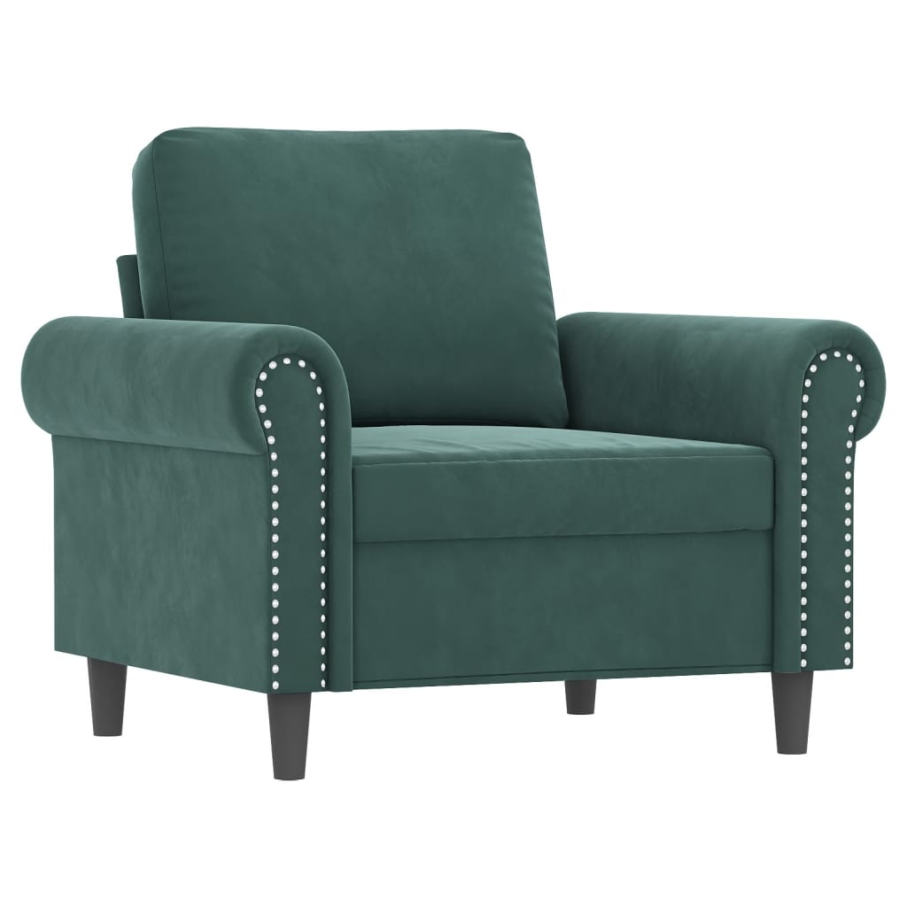 3 pcs sofa set with dark green velvet cushions