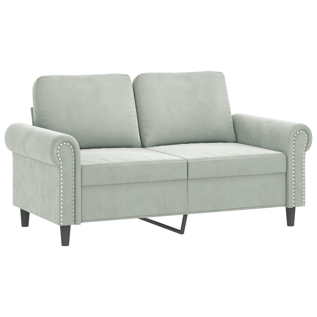 4 pcs conjunto de sofás com almofadões veludo cinzento-claro