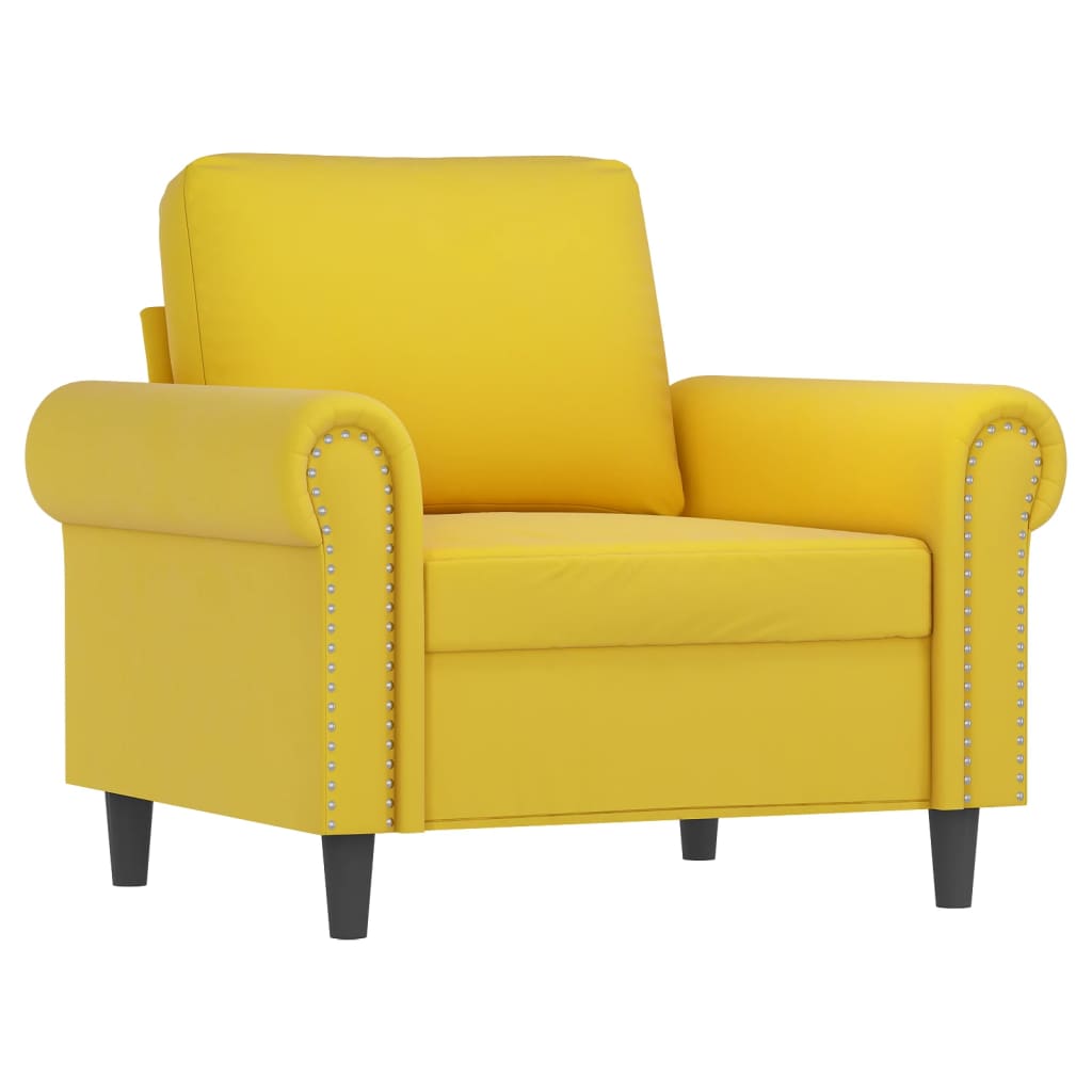 4 pcs conjunto de sofás com almofadões veludo amarelo