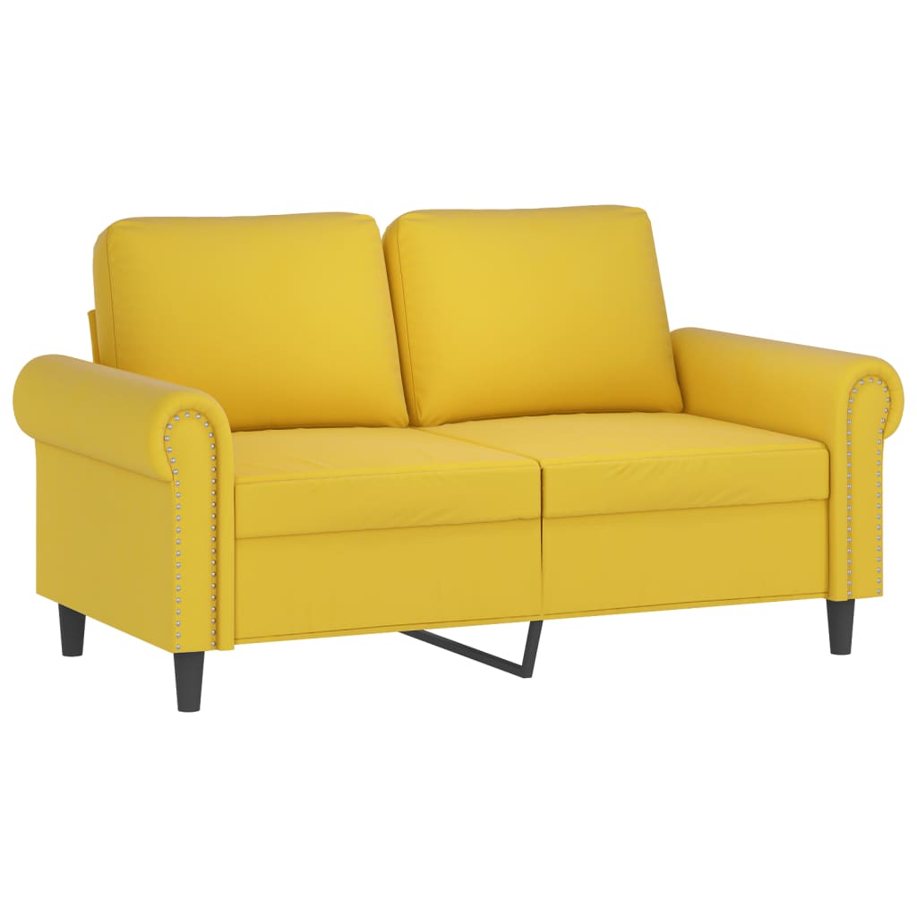 4 pcs conjunto de sofás com almofadões veludo amarelo