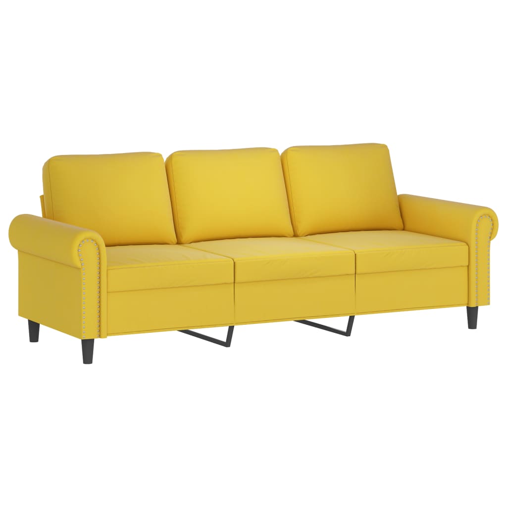 4 pcs conjunto de sofás com almofadões veludo amarelo